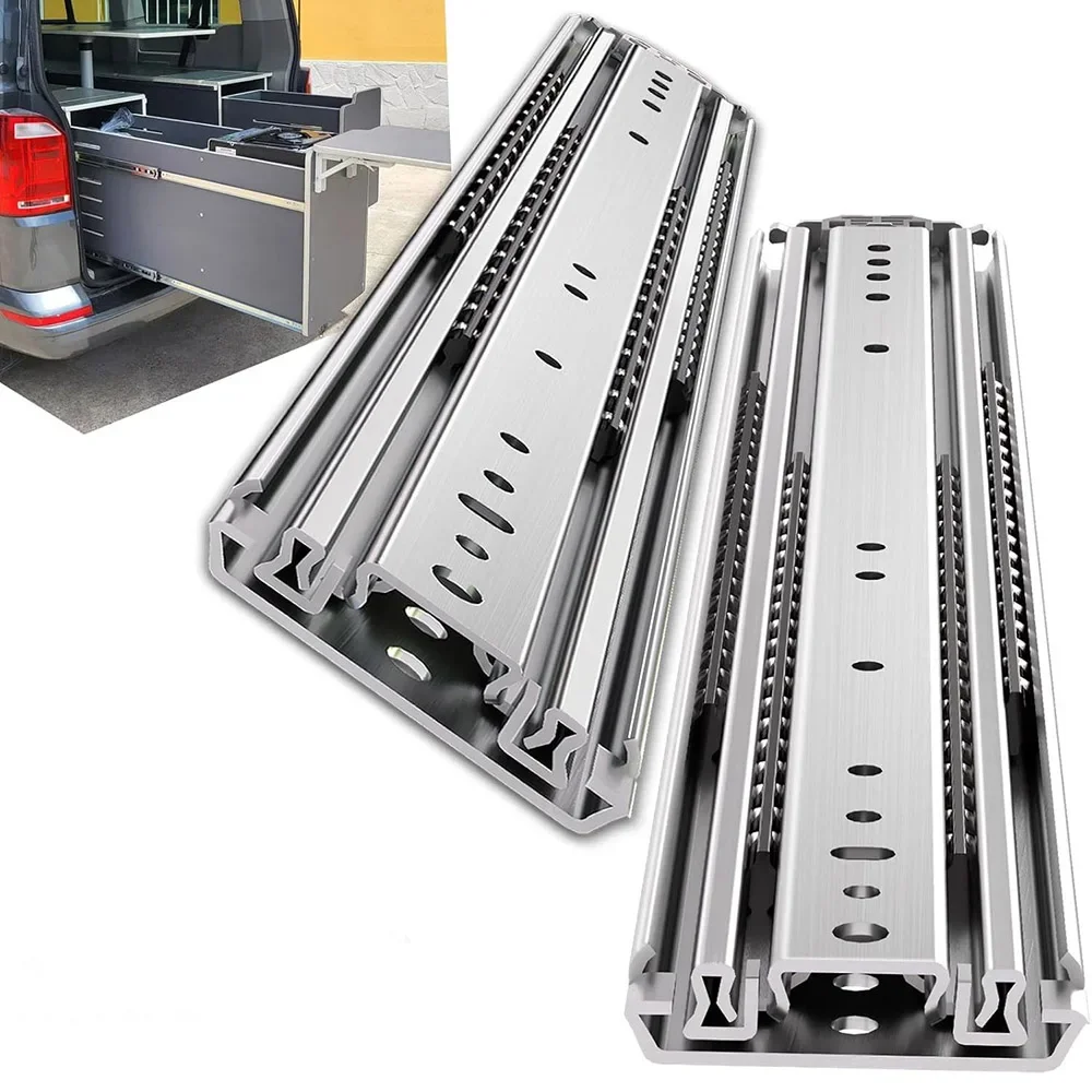 76mm Heavy Duty Drawer Slides 1 Pair 220kg Load Capacity NO LOCK Full Extension Ball Bearing Side Mount Industrial Rv Slides