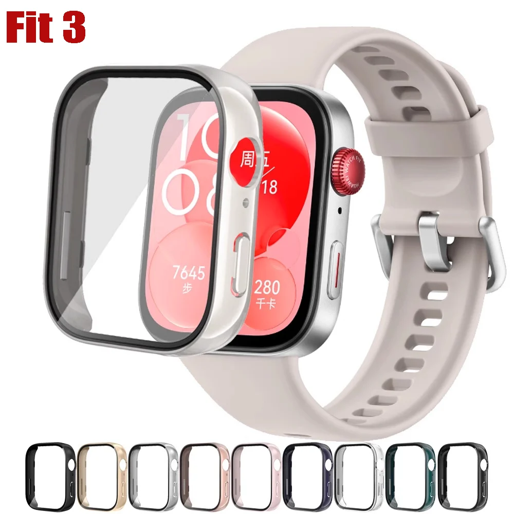 Tempered Glass+Cover For Huawei Watch Fit 3 case All-Around PC Bumper Screen Protector cases For Huawei Watch Fit 3 accesorios