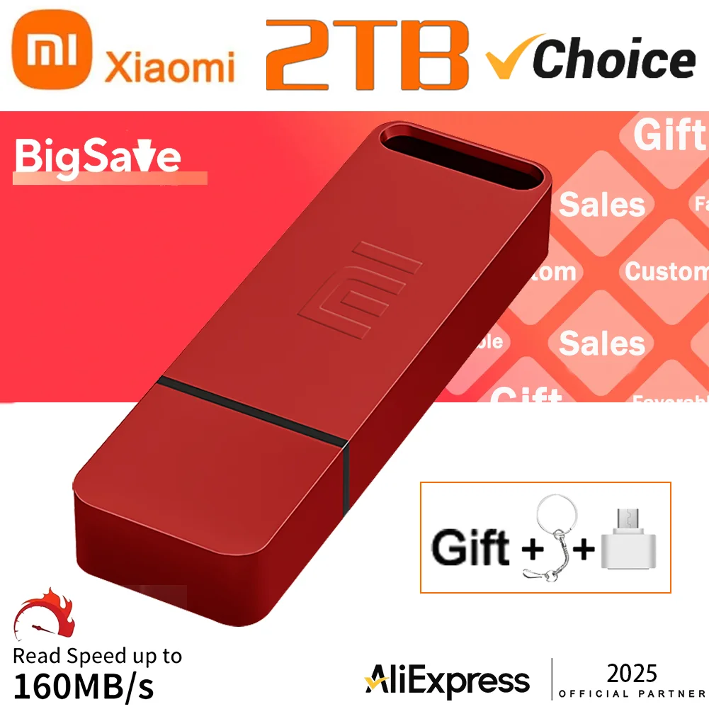 Xiaomi MIJIA Pen Drive 2 TB USB 3.0 Flash Metal Drive 1 TB Grote capaciteit High-Speed Transfer Storage Waterdicht geheugen U Disk