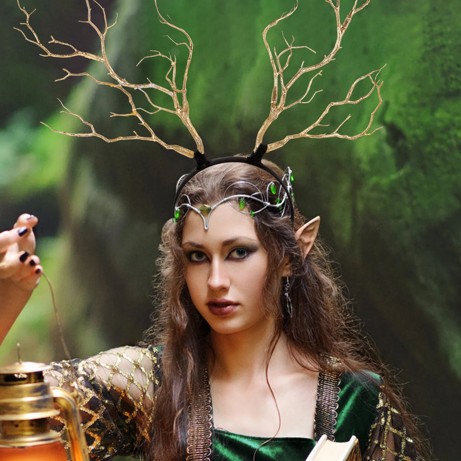 

Antler Hair Hoop Branch Style Headband Resin Plastic Christmas Festival Party Costume Deer Horns Accessory Hair Cuff