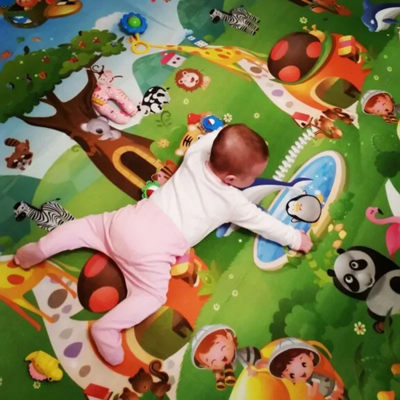 Baby Play Mat Doubel Sided Animals Soft Floor Toddler Crawling Carpet Game Activity Gym Kids Rug Educational Toys for Children