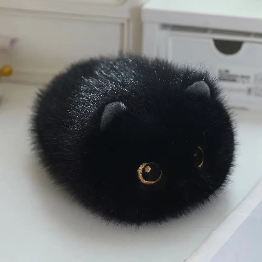 Lovely Cute Stuffed Animals Cat Cartoon Round Kitten Fluffy 20cm Black Cat