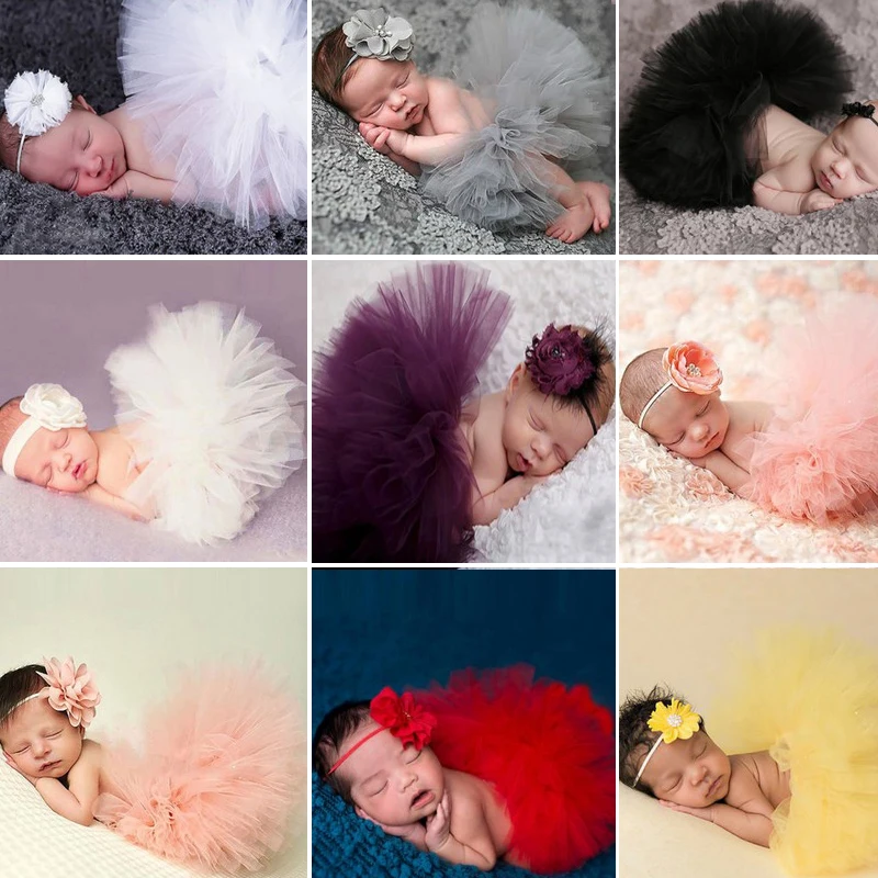 Baby Newborn Photography Props Cute Princess Infant Costume Outfit With Flower Headband Accesssories Baby Girls Dress Tutu Skirt