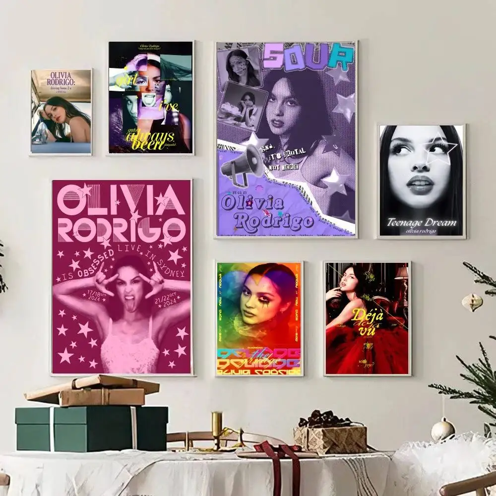 Póster Adhesivo DIY de Olivia Rodrigo, Impresiones en Papel Blanco, Pósters Artísticos, Decoración Vintage