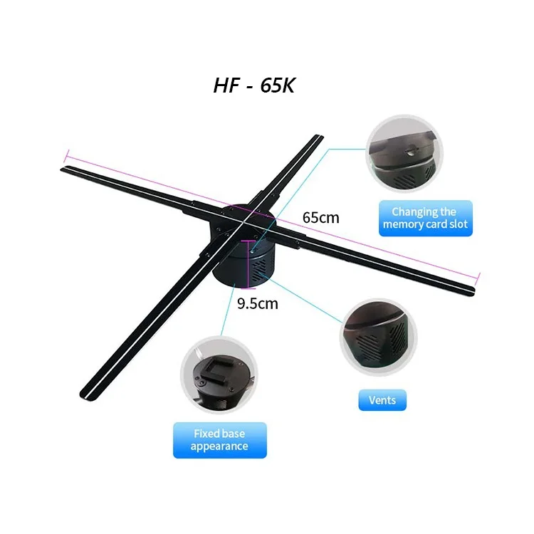 HF-65 65 cm 3D-Projektor Hologramm LED-Lüfter 3D holographische Projektionsanzeige Preis
