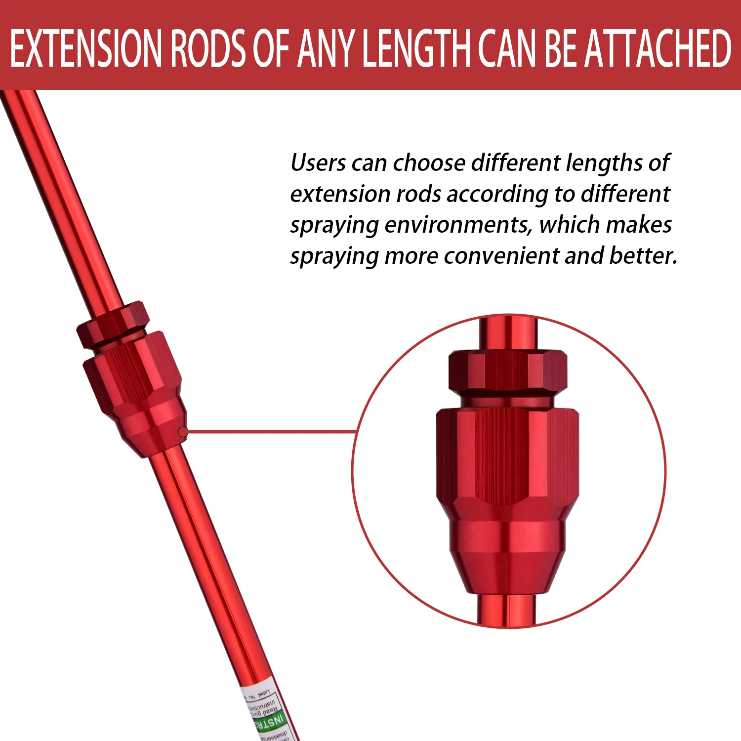 2 Airless Paint Sprayer Extension Rods (19.7inch) and 2 Reversible Nozzles (313 415) Including Gaskets and 1 Base, Spray Gun Head Extension Rod with Red Guard, Universal Replacement Tool for Airless Paint Sprayers, Suitable for Airless Paint Sprayers