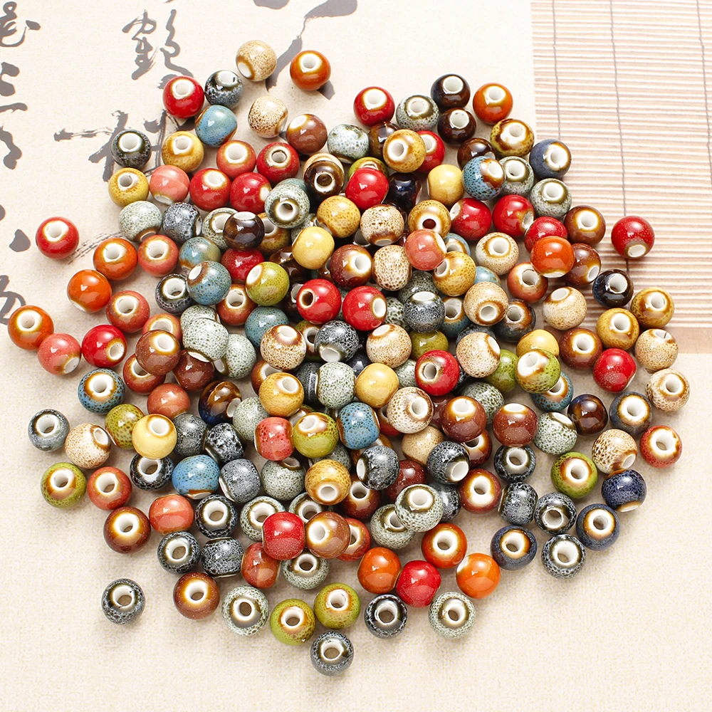 50/100Pcs 8mm Colorful Round Ceramic Beads Loose Spacer Ceramic Beads For DIY Necklace Bracelet Earrings Pendant Jewelry Making