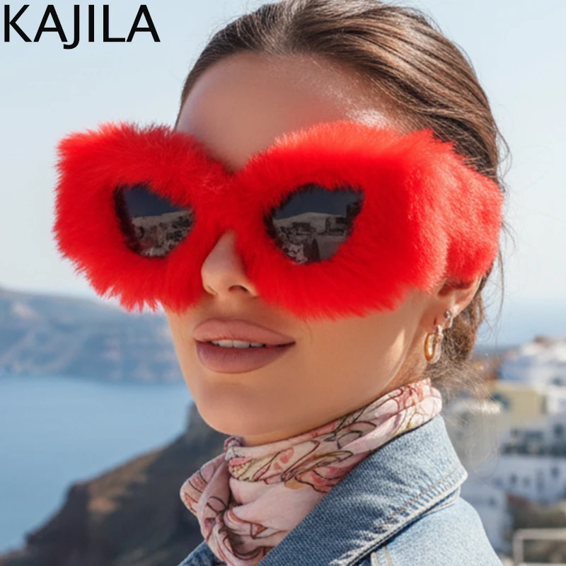 

Sexy Cat Eye Punk Sunglasses Women Soft Fur Velvet Sun Glasses Ladies 2025 Luxury Brand Shades Eyewear Oculos De Sol Feminino