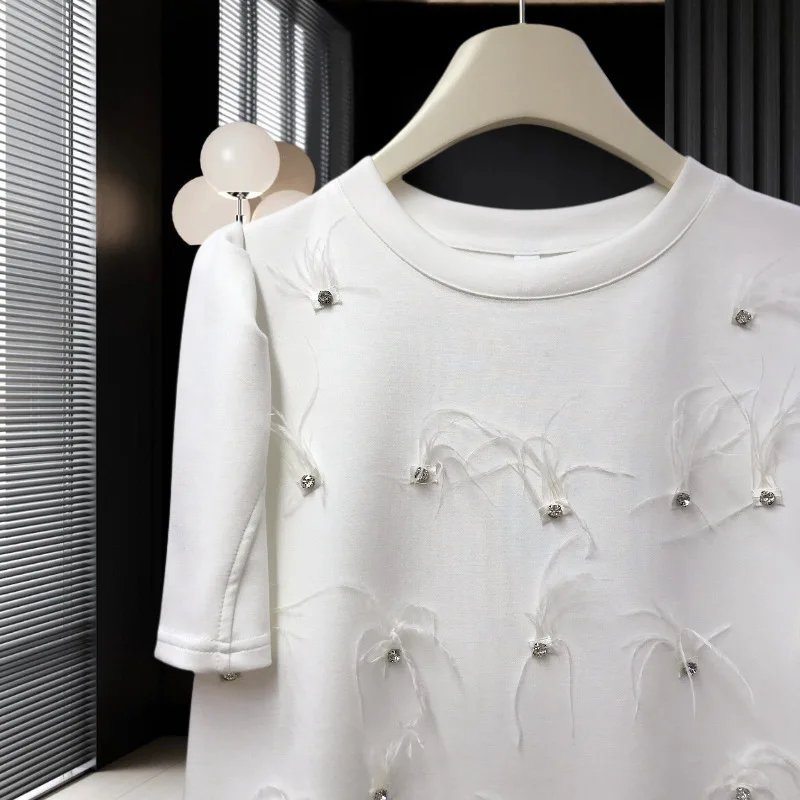 

Korean Dongdaemun Solid Color Short Sleeved Summer T-Shirt Women's New Design Sense Niche, Simple, Versatile And Casual