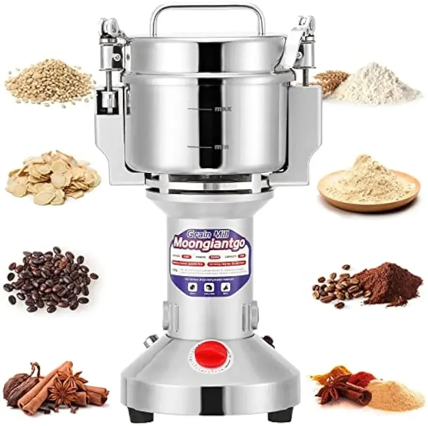 

Moongiantgo Grain Mill Grinder Electric 700g Commercial Spice Grinder 2500W Stainless Steel Pulverizer Dry Grinding Machine