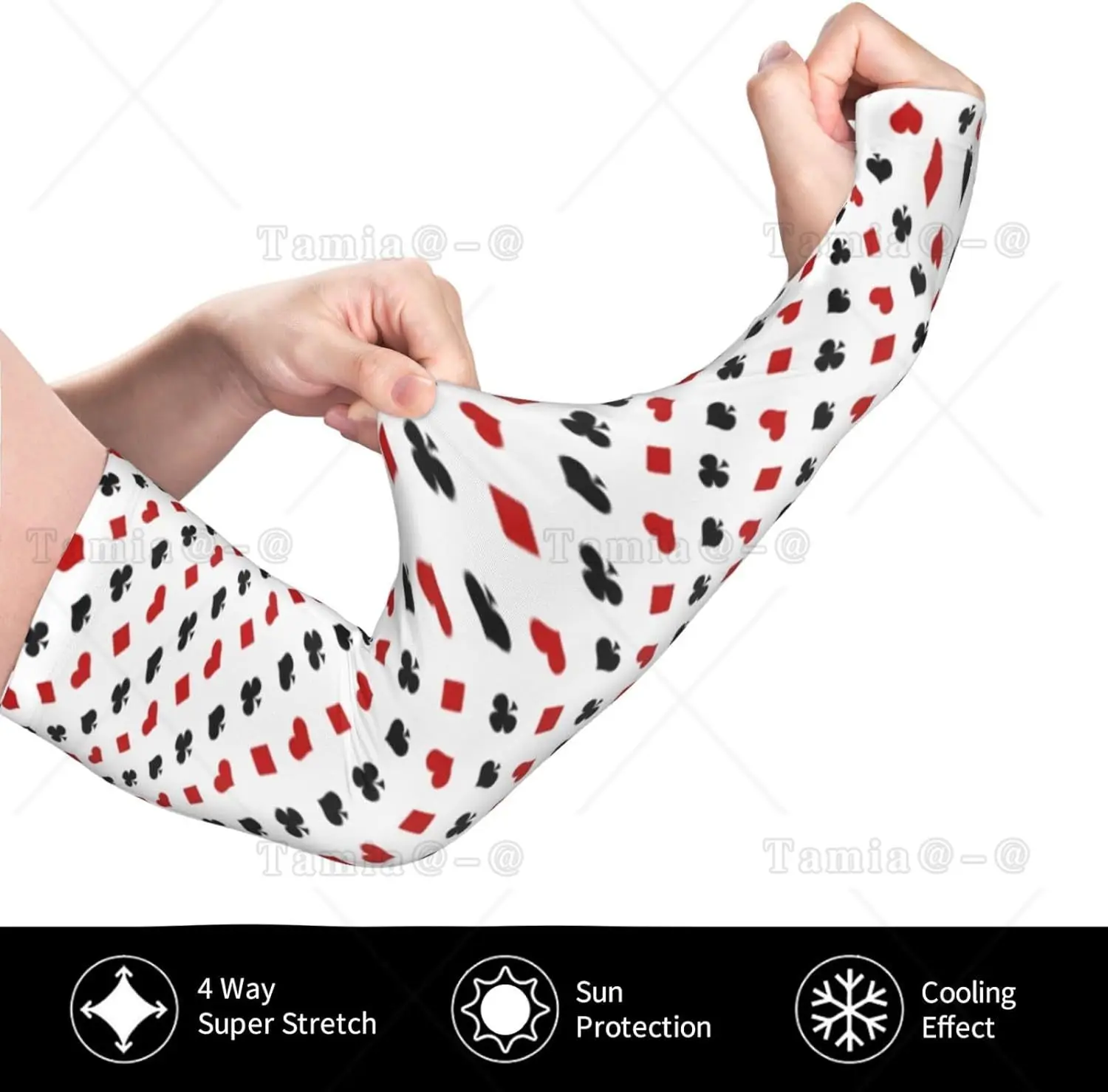 Tema poker Tema carta da gioco Protezione solare Maniche da braccio Giardino a prova di spine per uomini e donne, Sole resistente al sudore