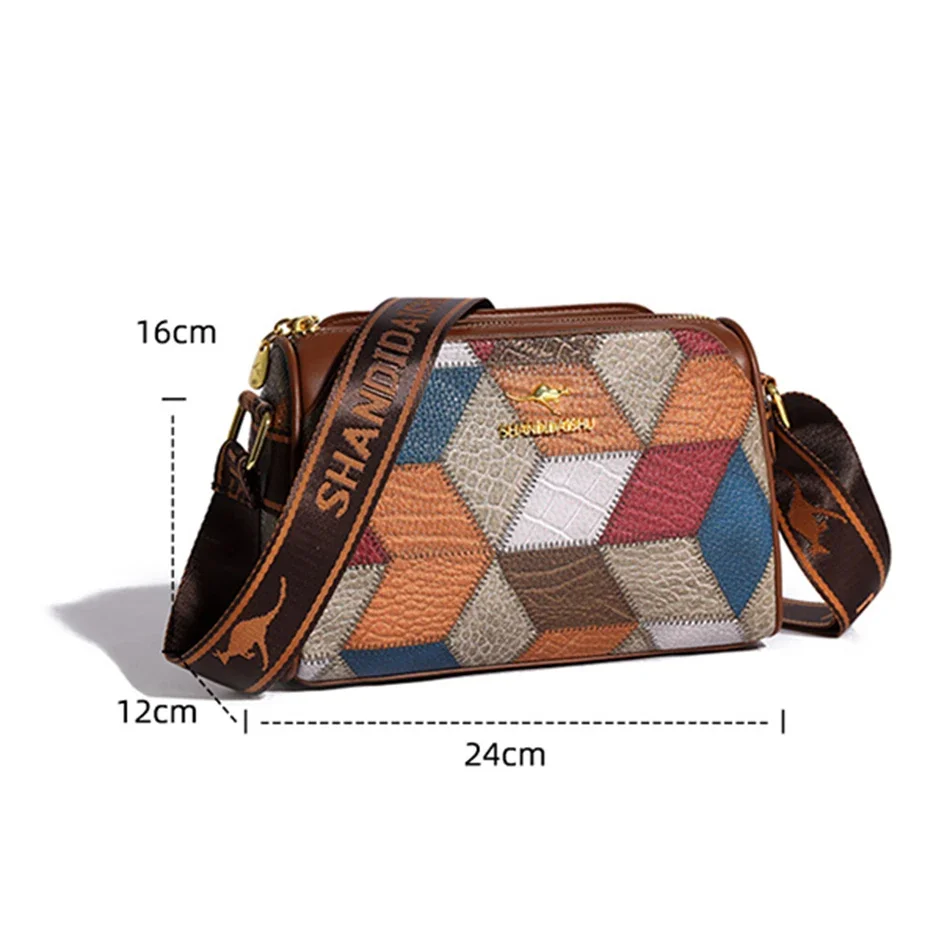 Borsa a tracolla femminile in stile Patchwork di moda borse a tracolla da donna in morbida pelle per borse e borsette da donna Casual