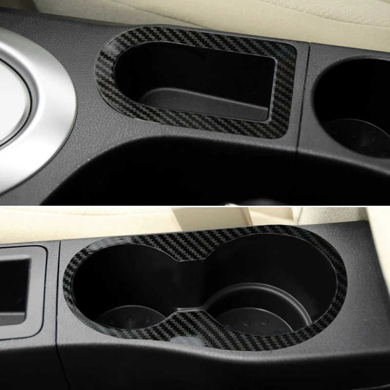 For Nissan Qashqai 2007 2008 2009 2010 2011 2012 2013 J10 Carbon Fiber Style Storage Box Water Cup Cover Trim Car Accessories