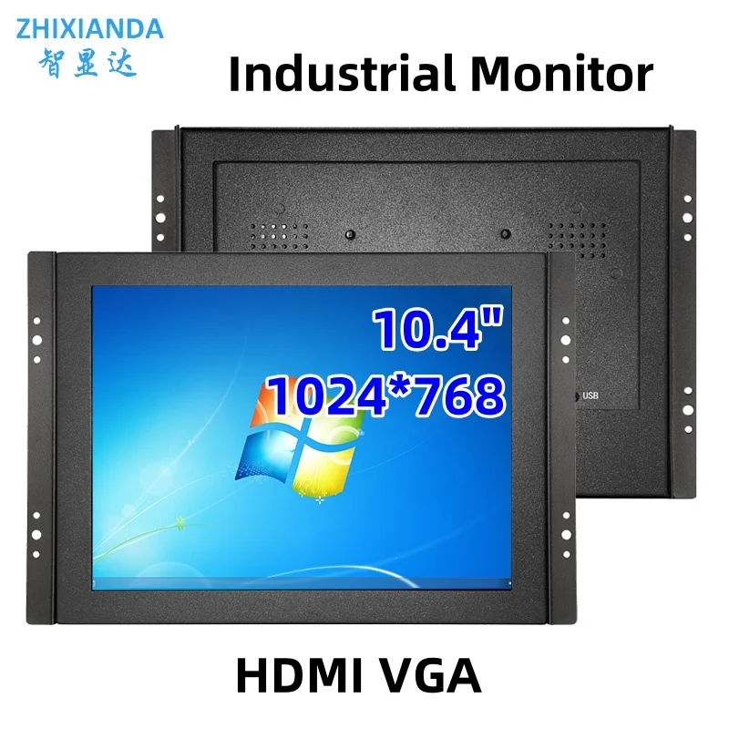 Zhixianda 10.4 Inch 1024x768 4:3 Open Frame Industrial Embedded Resistive Capacitive Touch Screen Monitor For Equipment