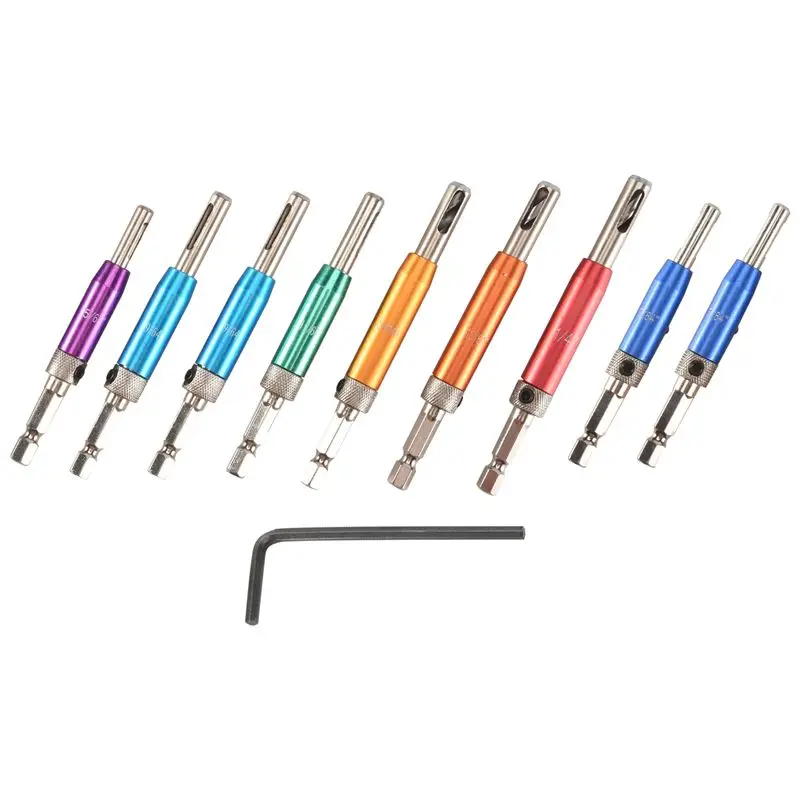 

Superior AA63 Self Centering Drill Bit Kit 1/4Inch Hex Shank Vix Bit, 5/64In To 1/4In Center Drill Bit Set Custom Hinge Drill Bi