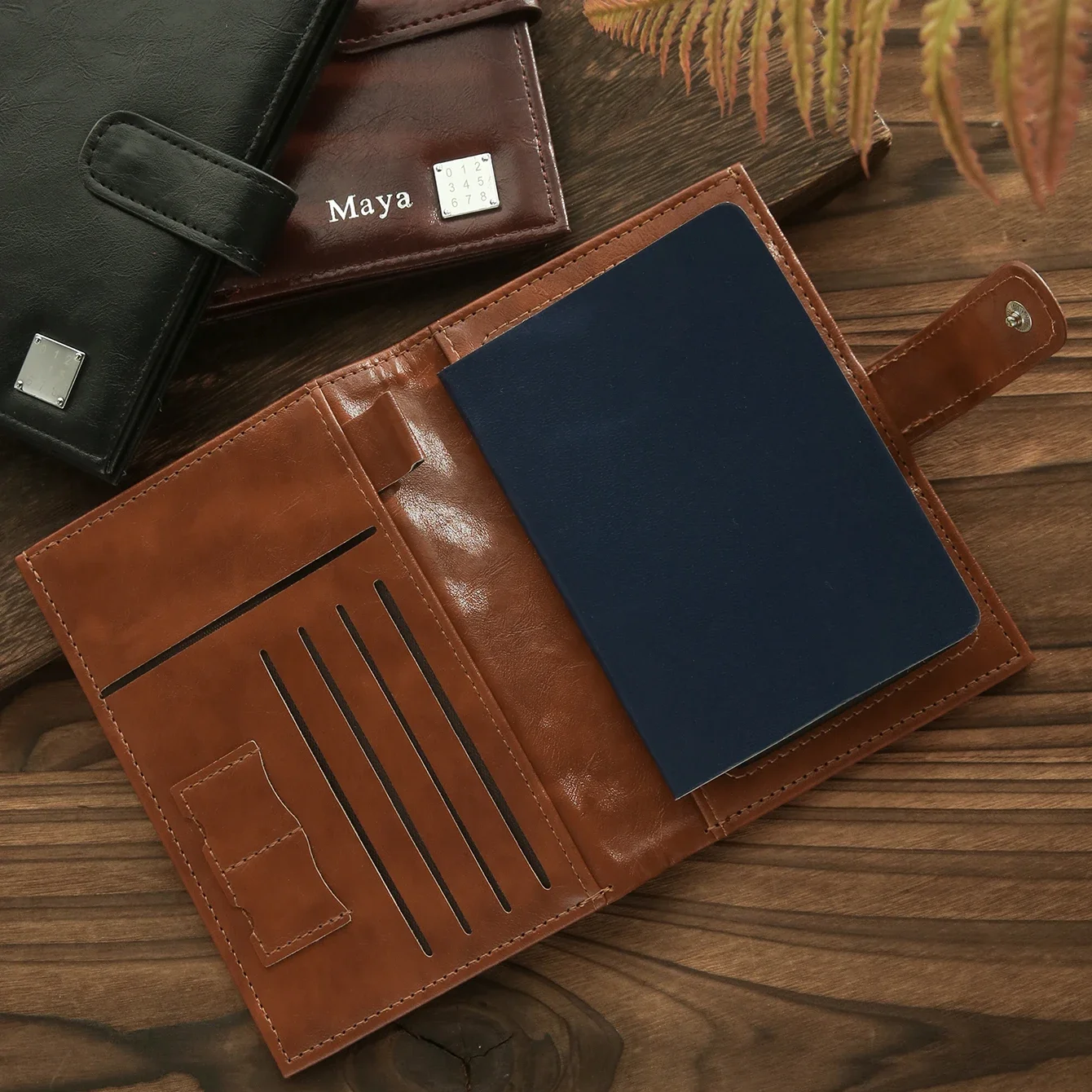 1PC Personalized Name Passport Holder Custom Retro Travel Wallet Customized Vintage Passport Cover Premium Document Organizer view 5