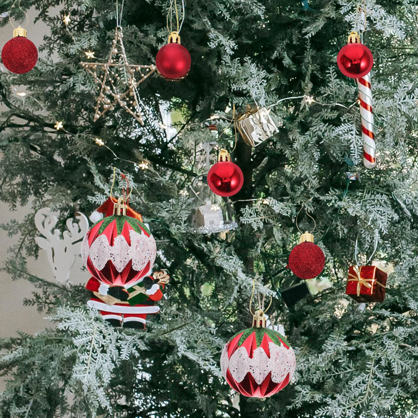 

35 Pcs Transparent Tree Hanging Custom Flocked Party Decoration Holiday Balls Wall