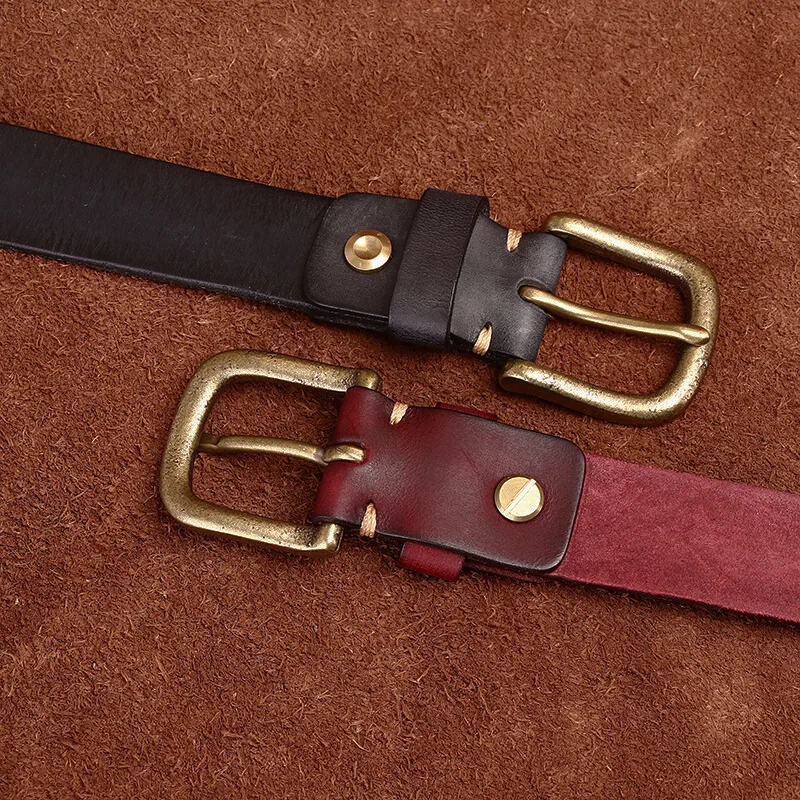 Ceinture en Cuir Ciré Vintage pour Homme, Large de 3.3cm, Délavé, Première Couche, Boucle à Aiguille, Denim Décontracté