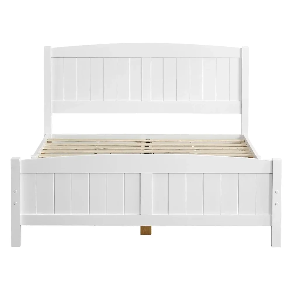 

Solid Pine Wood Kids Twin Platform Bed Frame, Bedroom Full Beds with Headboard for Adults, White Children Beds, Full Bed Frame