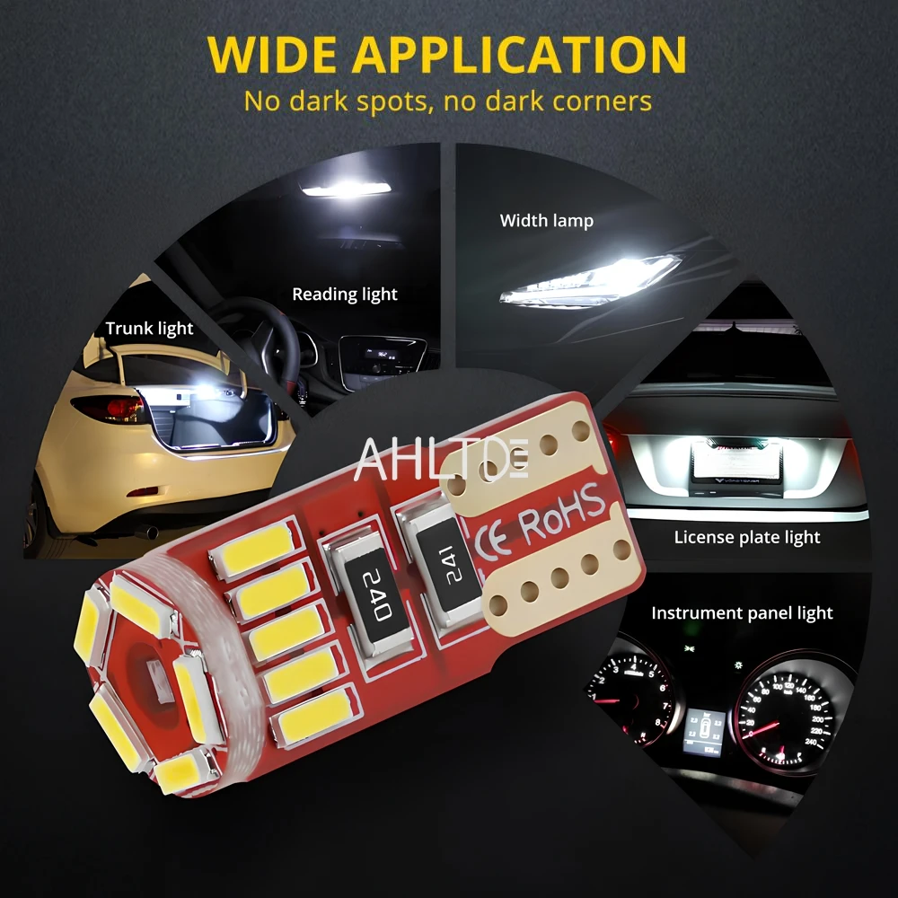 2/4/10Pc T10 W5W marcador lateral de coche luz de señal de giro 4014 15SMD LED Canbus bombilla de placa de matrícula lámpara de lectura de cúpula Interior