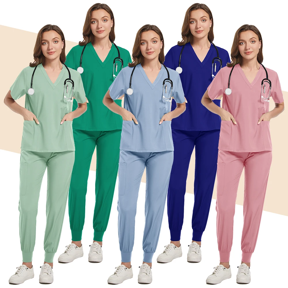 

Woman Nursing Enfermeria Sets Surgical Uniforms Top Pant Articles Medical Uniform Scrubs Clinical Beauty Salon Hospital Suits