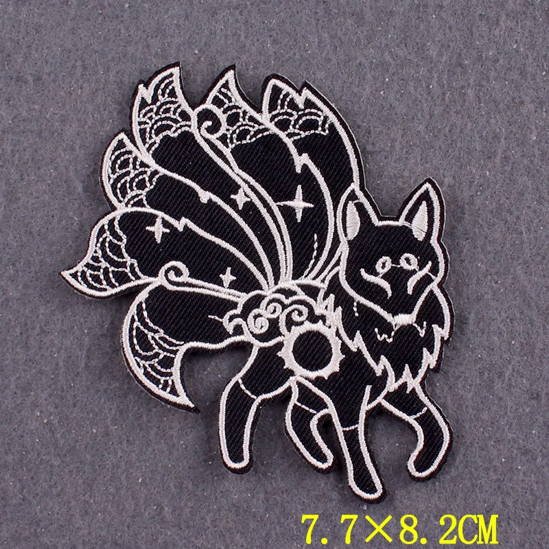 Embroidered Patch Anime Fox Patches On Clothes Stripes DIY AKIRA Badges On Backpack Cartoon Hook Loop Patches For Clothing Decor