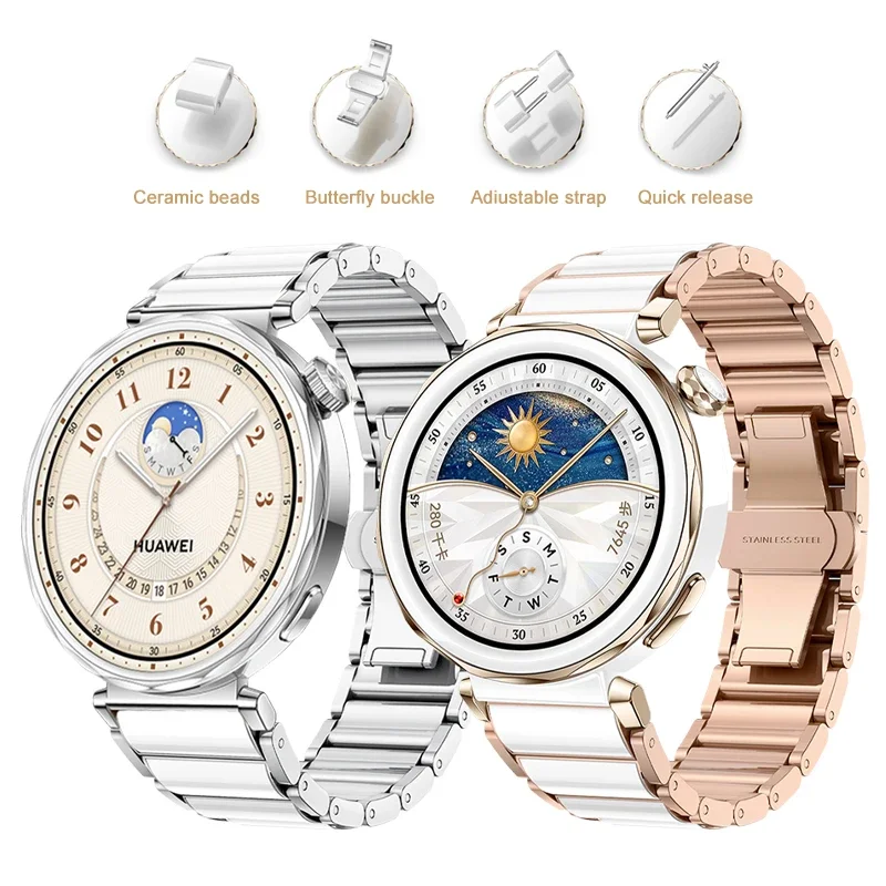 

Ceramic Band for Huawei Watch GT4 41MM GT5 41MM Easy To Remove 18mm Wristband with Butterfly Clasp for Huawei Watch GT5 PRO 42MM