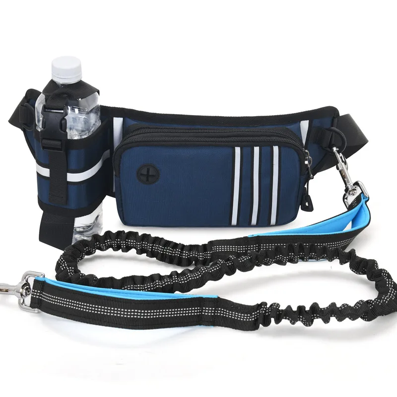 Pet Dog Waist Bag Traction Rope Set Waterproof Dog Walking Waist Bag With Night Reflective Leash And Large Capacity For Running