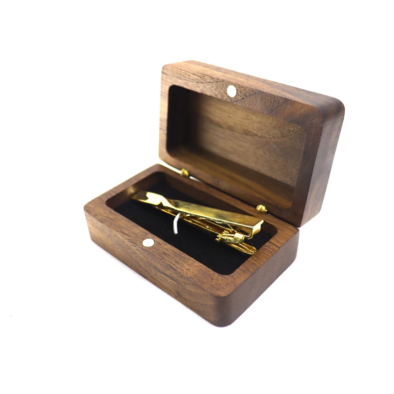 Solid Wood Black Walnut Window Exquisite Cufflink Box Sleeve Nails French Cufflink Collar Clip Box Package Gift Box