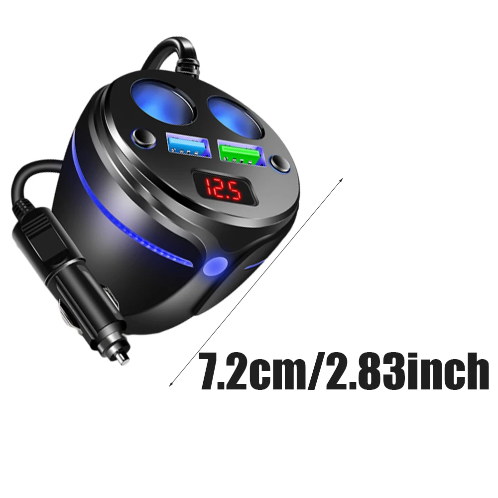 Car Charger  ABS One-to-two Cigarette Lighter  120W High Power Car Charger Cup Quick Charge Dual USB Phone Charger