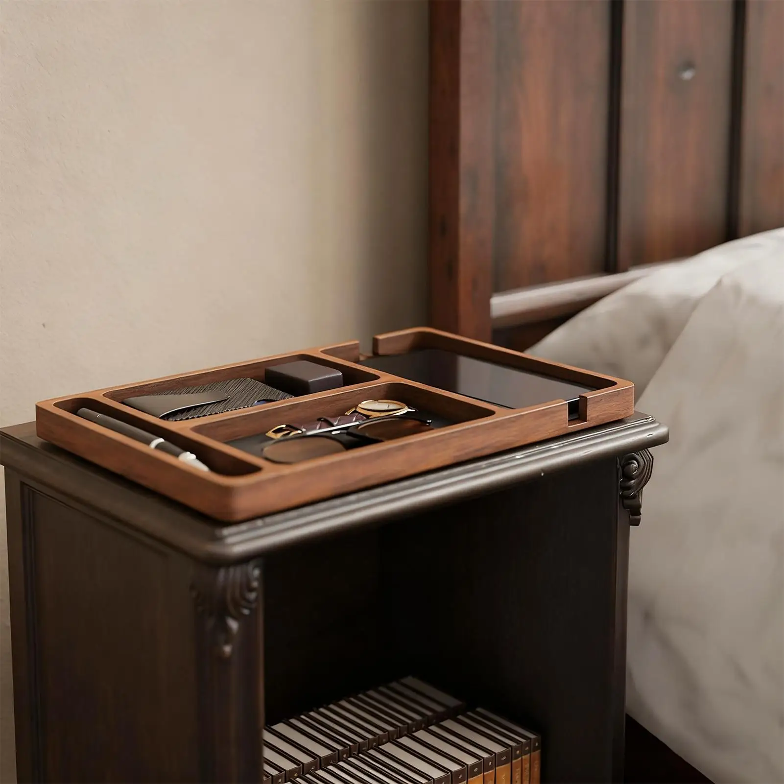 

Ящик для хранения из натурального дерева, настольный органайзер для ручек, кабели, очков, шнур для хранения книг, прихожая, дома, квартиры