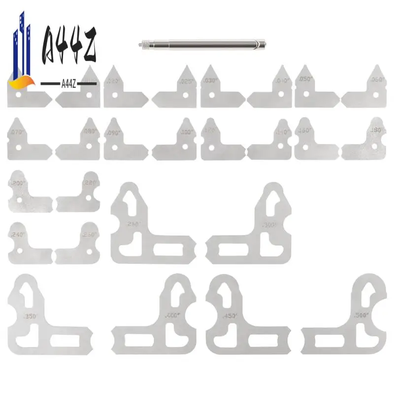 

A44Z-26 Набор измерительных манометров радиуса от 0,10 до 0,500 дюйма с держателем, инструмент для измерения радиуса 3602-5025