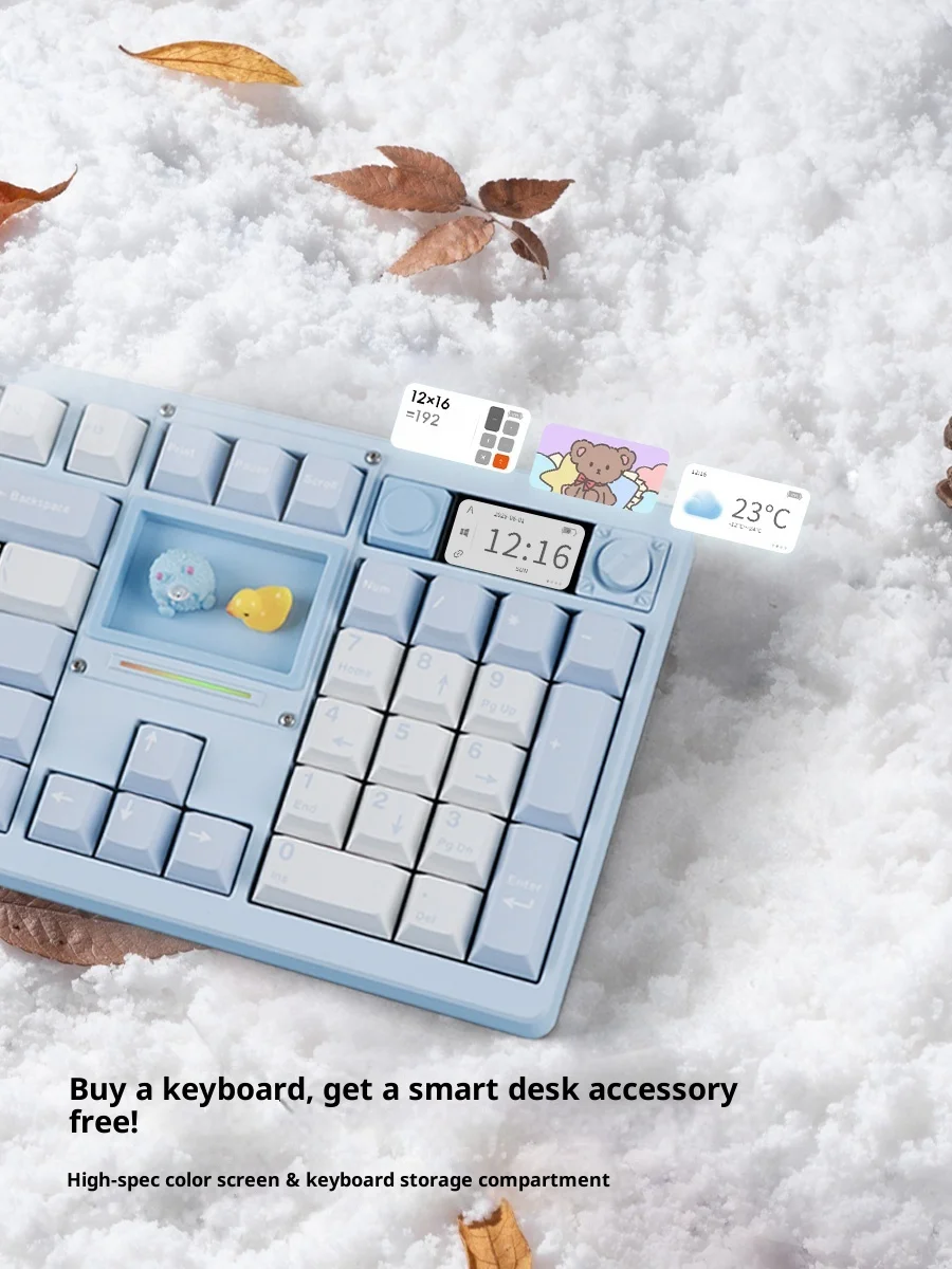 NDNH ND104 Wireless Mechanical Keyboard Tri Mode Keyboard Aluminium Alloy Hot Swap Keyboard With Screen PC Accessory Win/Mac