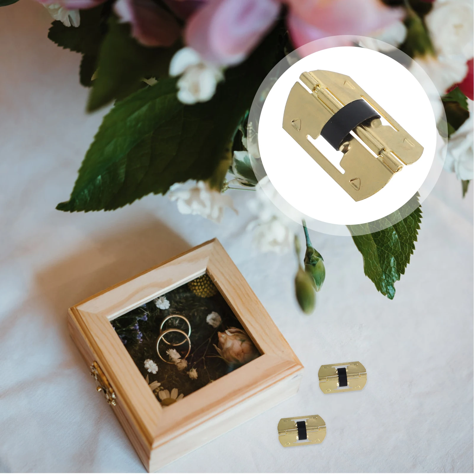 

10 Pcs Wooden Box Hinge Jewelry Case Spring Decorative Hinges Metal Loaded Vintage