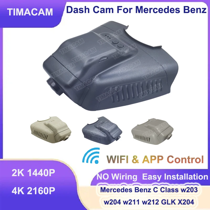 TIMACAM Dash Cam 4K Wifi Front Rear Plug and Play Video Recorder for Mercedes Benz C Class w203 w204 E Class w211 w212 GLK X204