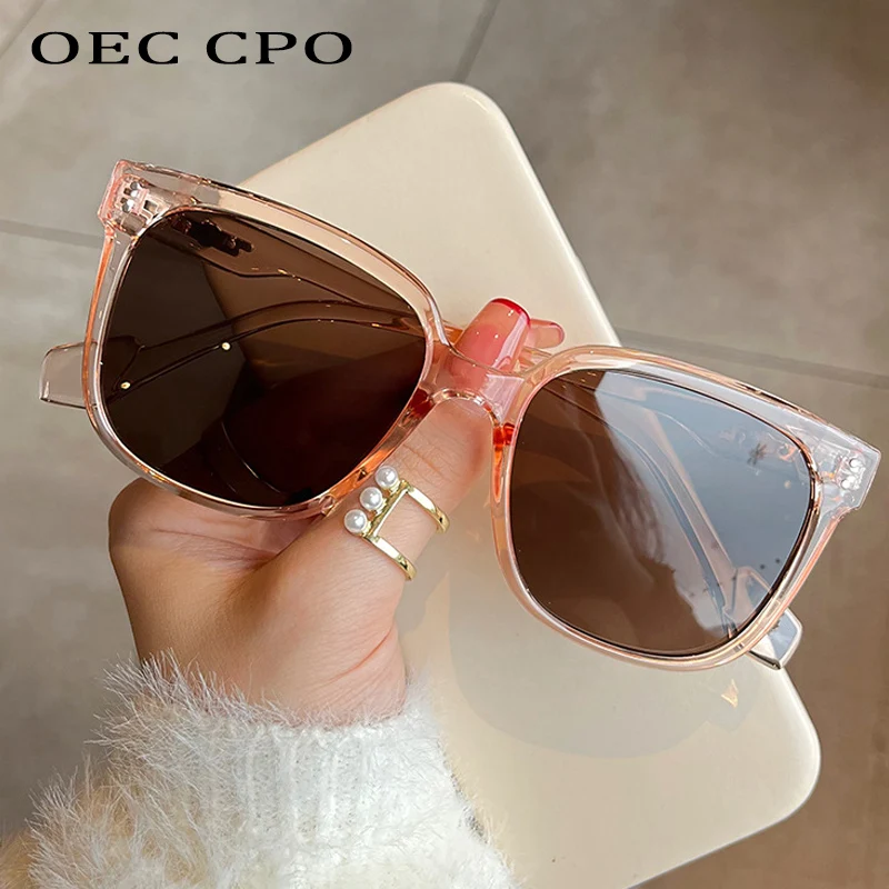 OEC CPO Square Goggles Sunglasses Women Fashion Oversized Punk Glasses Men Trendy Yellow Colors Shades Driving UV400 Eyewear