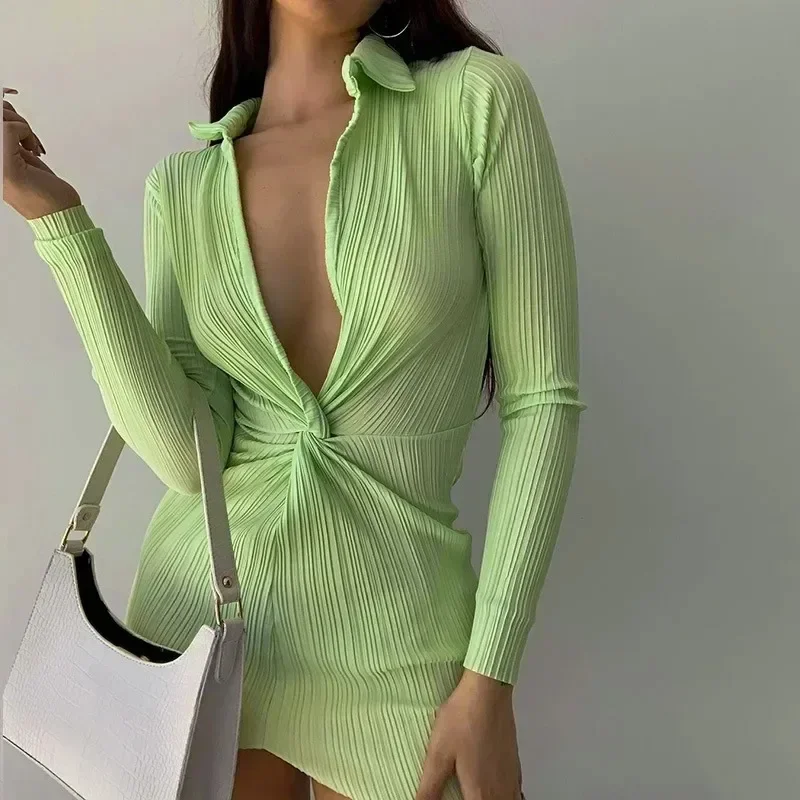 

Women's spring new style high waist long sleeve temperament square neck fashion twisted sexy tight-fitting dress women