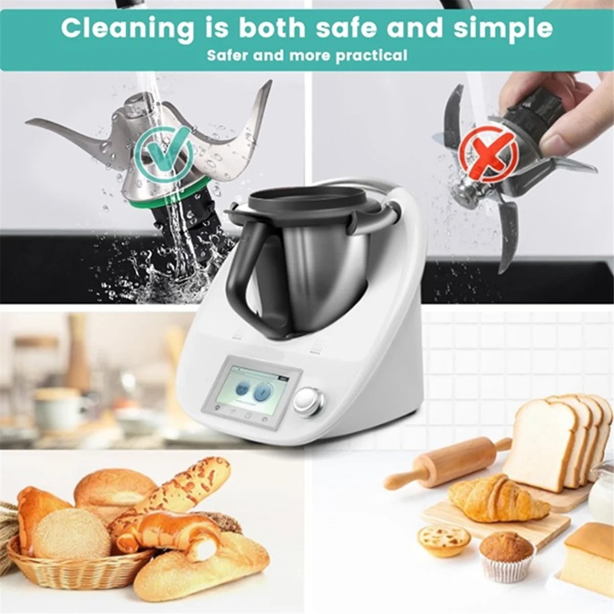 Neu!! Ersatz-Mixklinge für Vorwerk Thermomix TM5 TM6 Küchenmaschinenzubehör, Teigmesserkopf aus Edelstahl