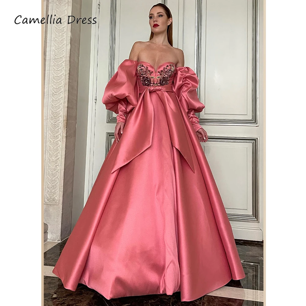 

Unique A-Line Evening Dresses Strapless Neck Party Dresses Off The Shoulder Formal Dresses Vestidos De Fiesta فساتين السهرة