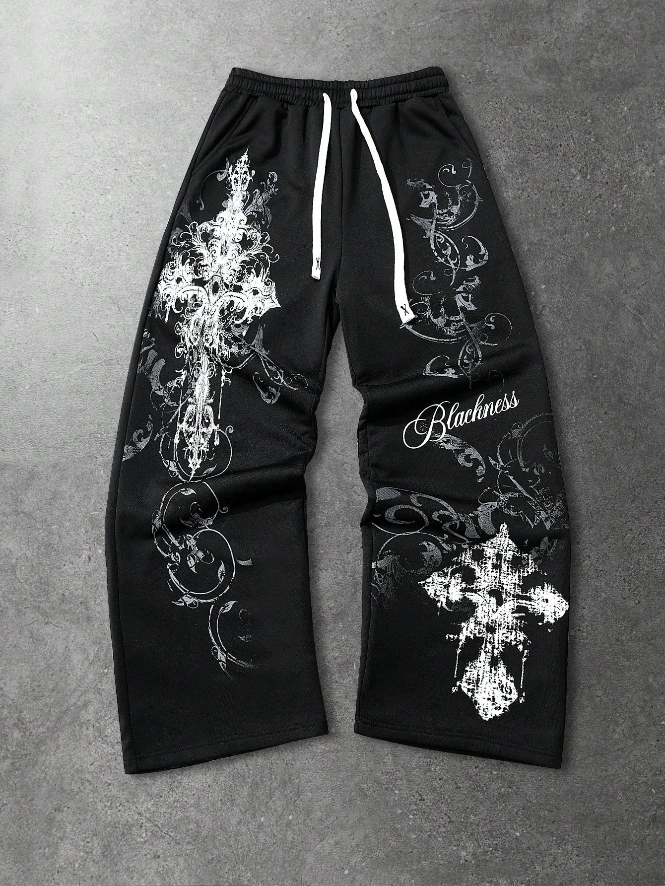2026 Trendige Gothic Punk Vintage Streetwear Unisex Cross Straight Lange Hosen Lässige Weite Jogginghosen Loose Hip Hop Unisex – Detail 8
