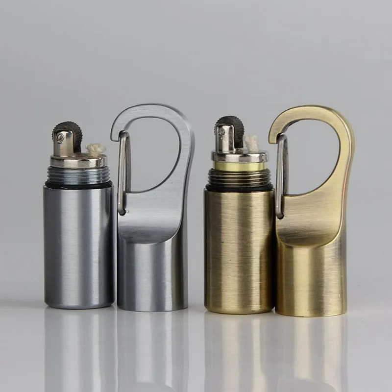 Mini Kerosen Lighter Keychain Metal Open‑Flame Igniter Portable Outdoor Survival Fire Starter Pocket Smoking Accessory Men Gift