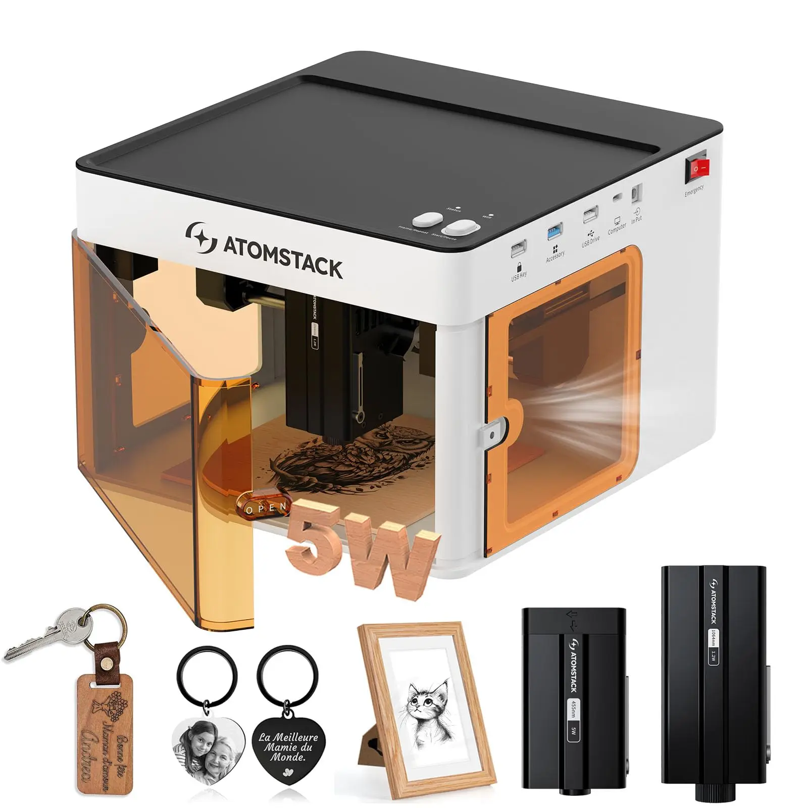 

P1 Laser Engraving Machine Portable 10000m/min 5W Diode With 1.2W Infrared PC Phone Offline App Laser Engraver