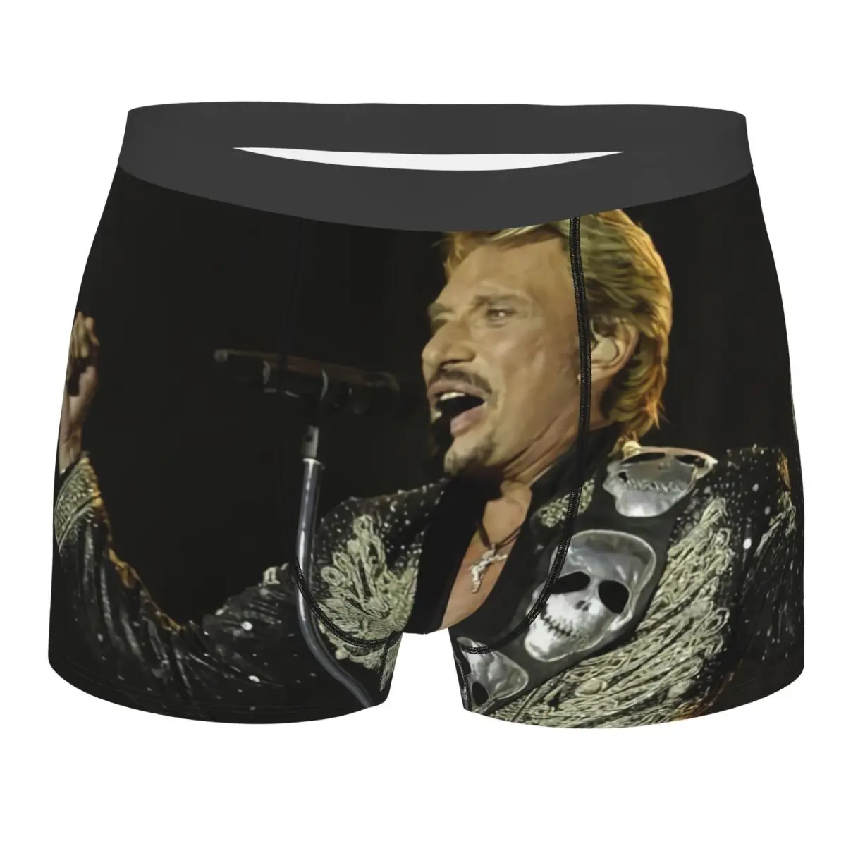 

Custom Johnny Hallyday French Singer Underwear Men Breathbale Heavy Metal Rock Boxer Briefs