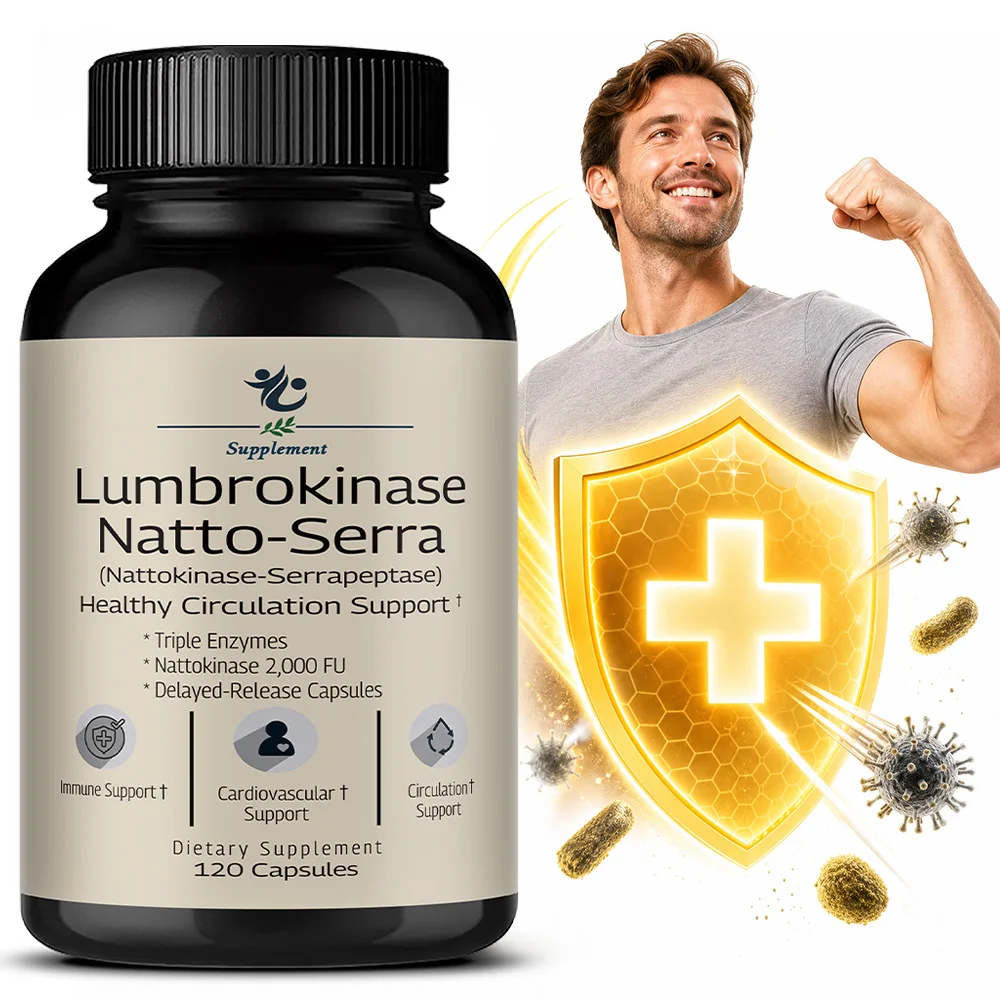 Lumbrokinase Serrapeptase Nattokinase - Nattokinase 2000 FU, Lumbrokinase Enzymes Supplement for Blood Circulation Support