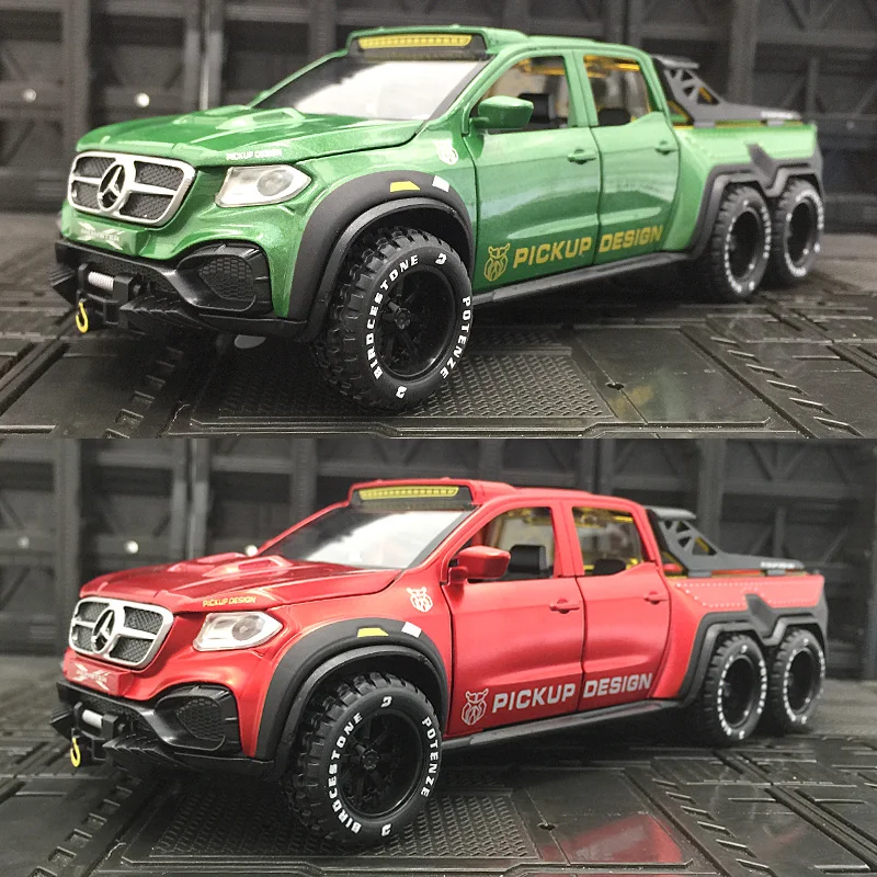 Modelo de camioneta todoterreno Mercedes Benz x-class Exy 6X6, coche de juguete de aleación fundido a presión, vehículo de juguete para regalo, 1:28