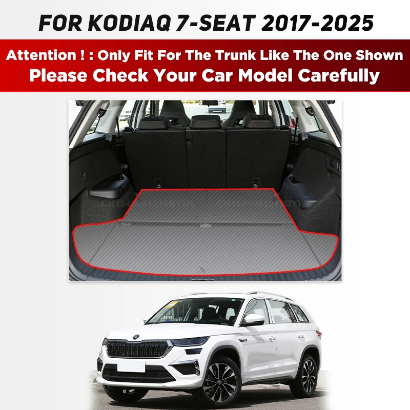 For Skoda Kodiaq 7-Seat 2017-2025 24 23 22 21 20 19 18 3D Car Trunk Mat Cargo Liner Carpet Interior Accessories Cover