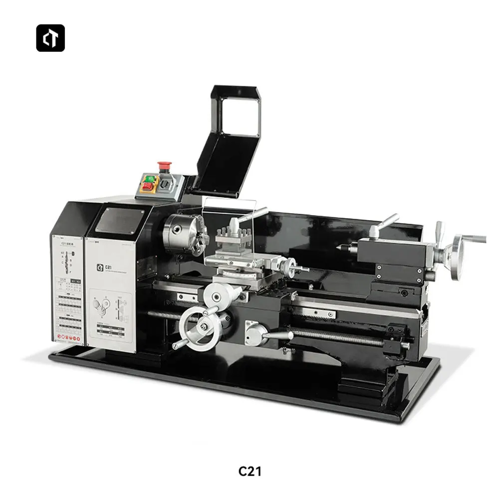 Tour d'établi domestique C21, mandrin à trois mâchoires de 100mm, 6 vitesses, vitesse Variable, Micro broche de tour, roulements SKF, machine de tour à Instrument
