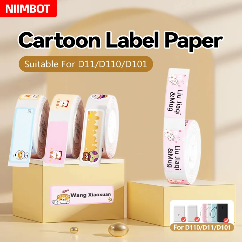 Niimbot D11/D101/D110 cute cartoon color thermal label sticker self-adhesive waterproof sticker mini portable printer