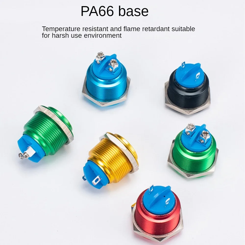 16/19/22mm Metal Button Switch Waterproof Self Reset Screw Welding Pin Red Yellow Green Blue Black Flat High Head Power Switch