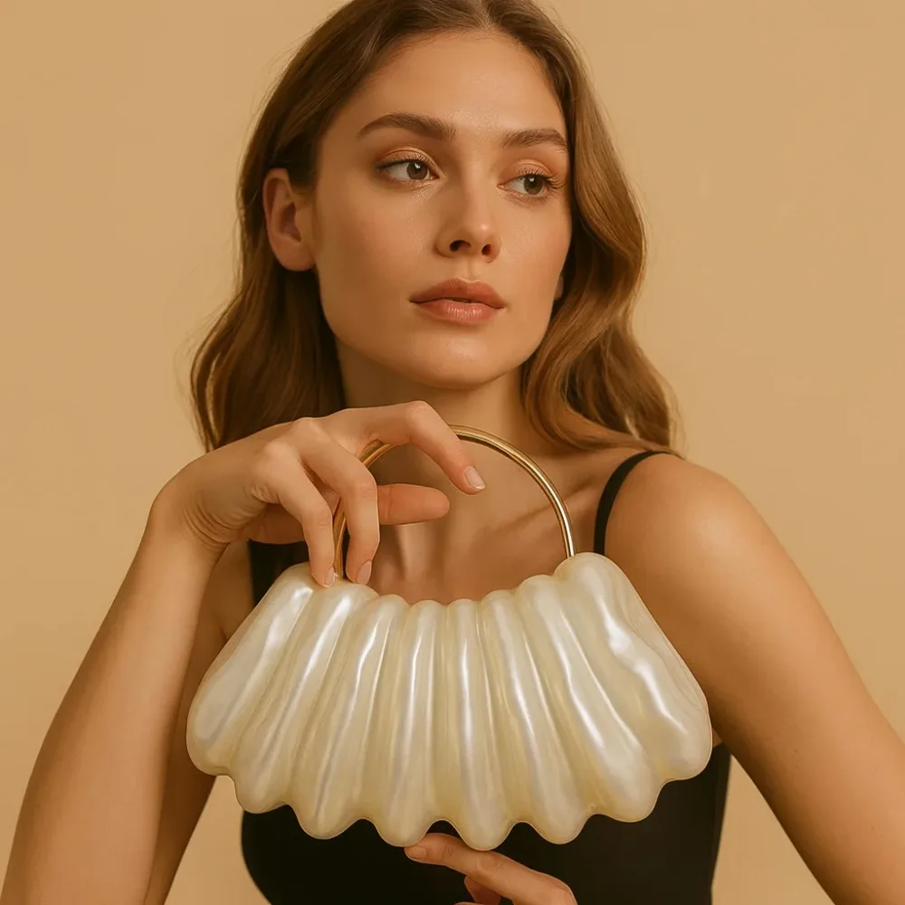 

Новая стильная женская сумка-клатч на одно плечо, волнообразная, из акрила, для вечерних выходов, модная ручная сумка